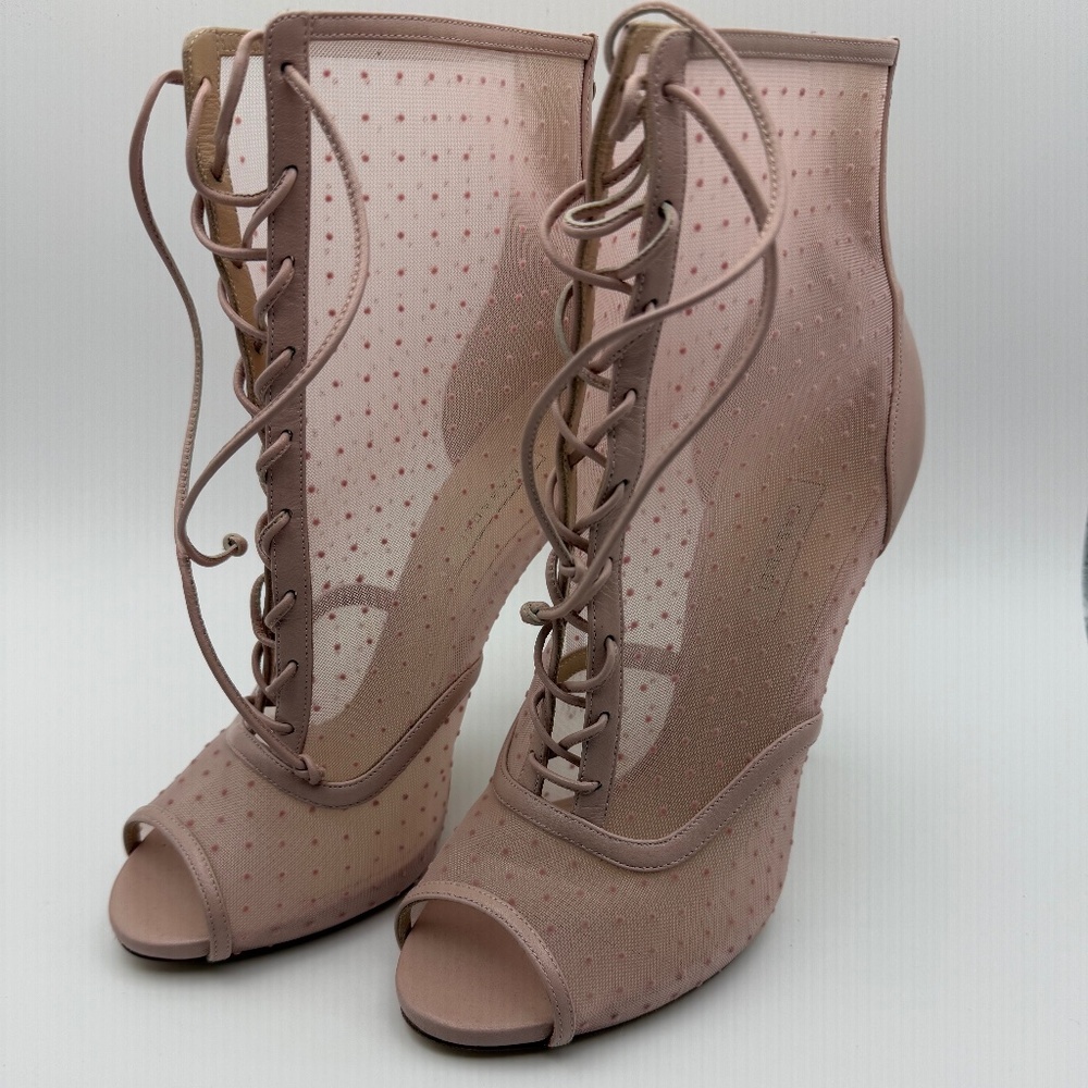 CASADEI BLADE MESH PEEP TOE ANKLE BOOTIES 40.5